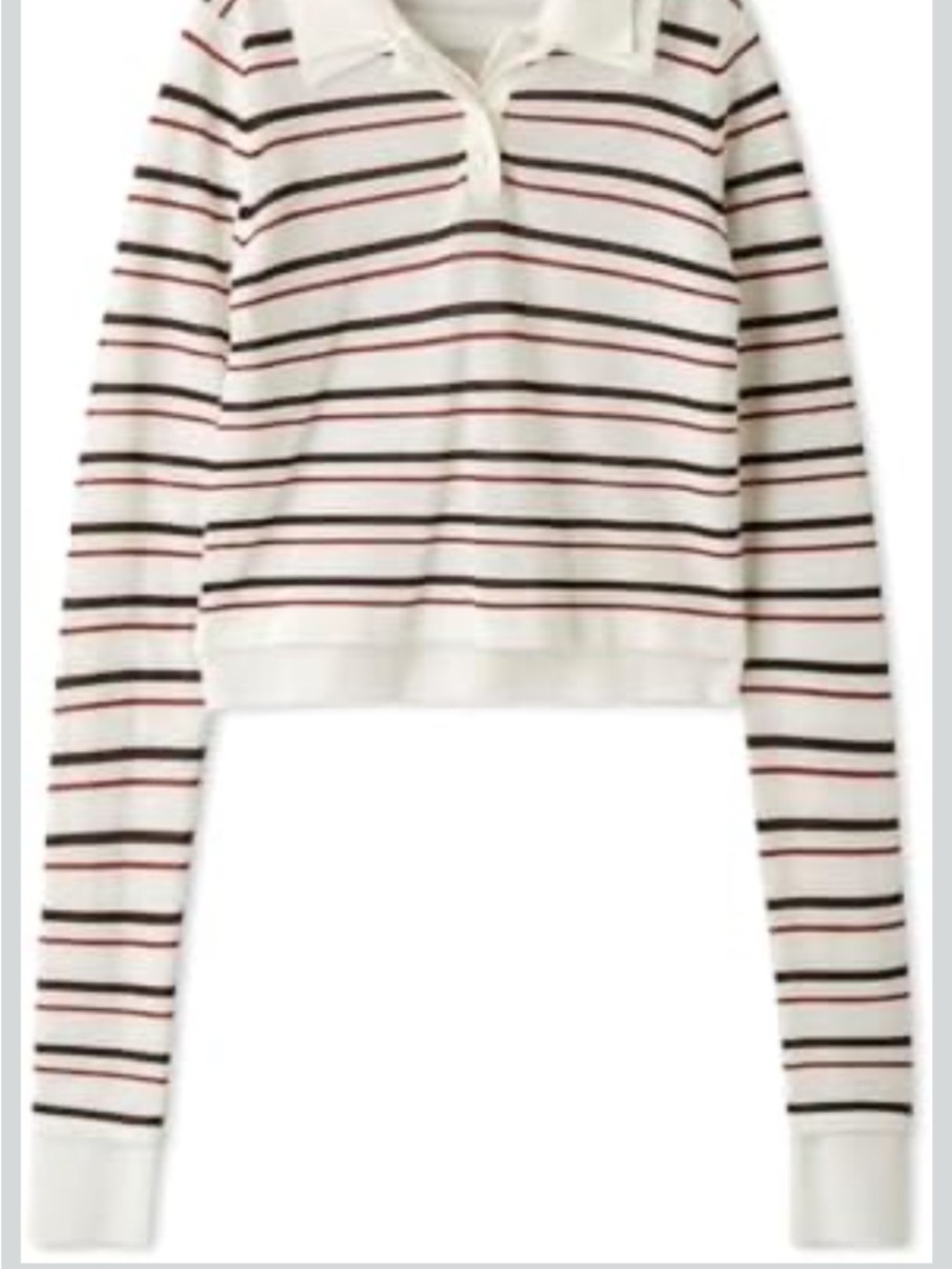 Snidel Women's Striped Collared Long-Sleeve Crop Top